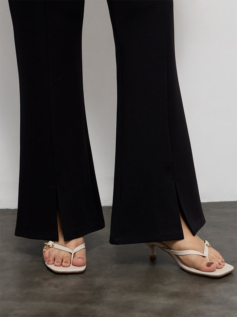 Gia Black High-Rise Flared Trousers