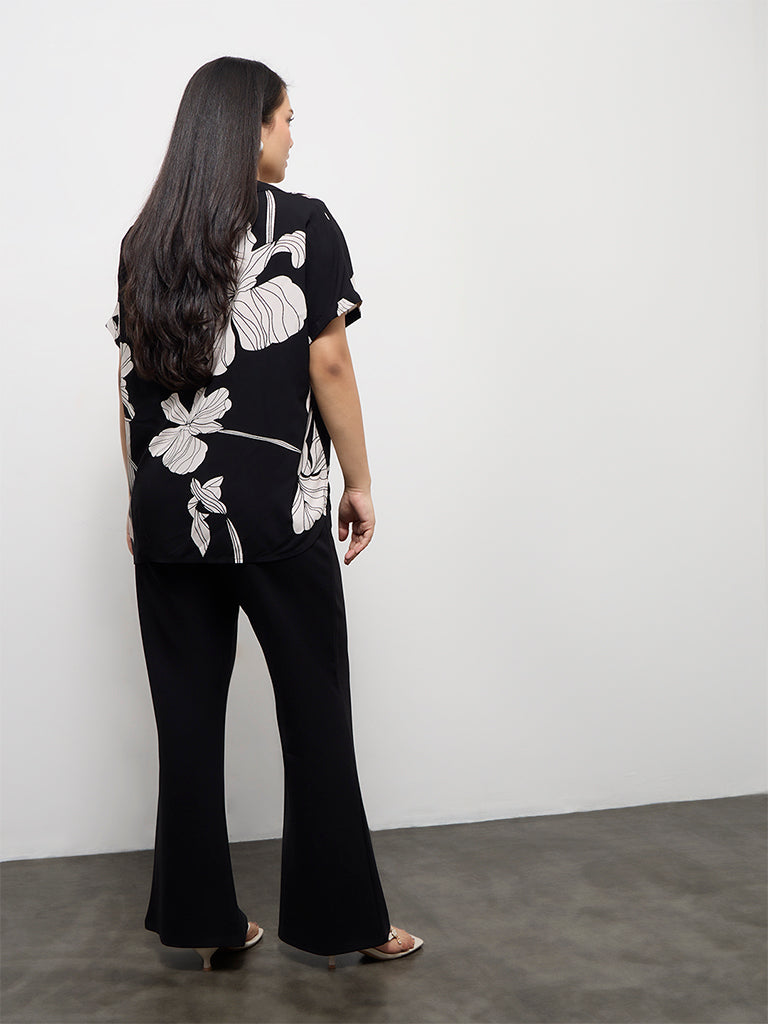 Gia Black High-Rise Flared Trousers