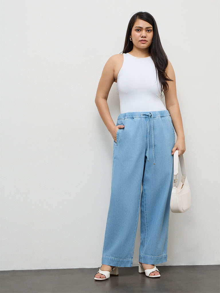 Gia Light Blue High-Rise Denim Pants