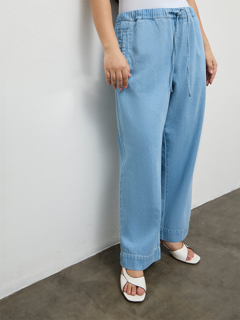 Gia Light Blue High-Rise Denim Pants
