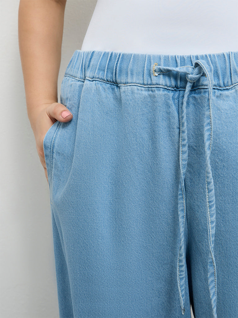 Gia Light Blue High-Rise Denim Pants