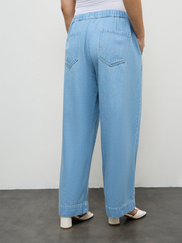 Gia Light Blue High-Rise Denim Pants