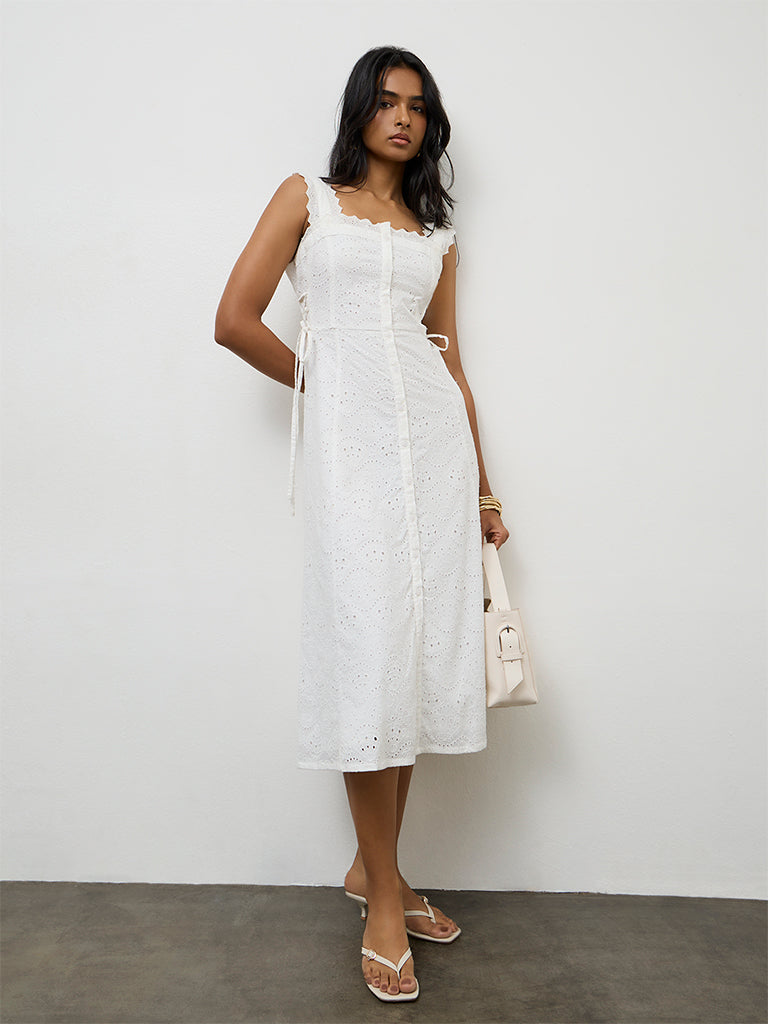 LOV Off-White Broderie Anglaise A-Line Dress