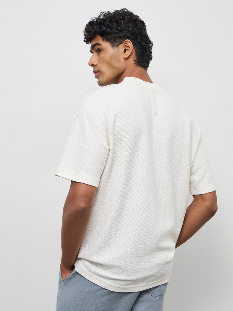 ETA Off-White Textured Relaxed-Fit Cotton-Blend T-Shirt