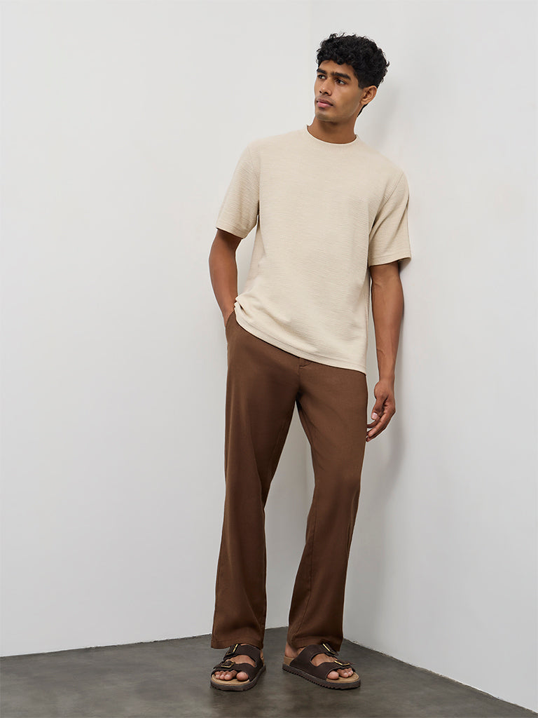 ETA Cream Textured Relaxed-Fit Cotton-Blend T-Shirt