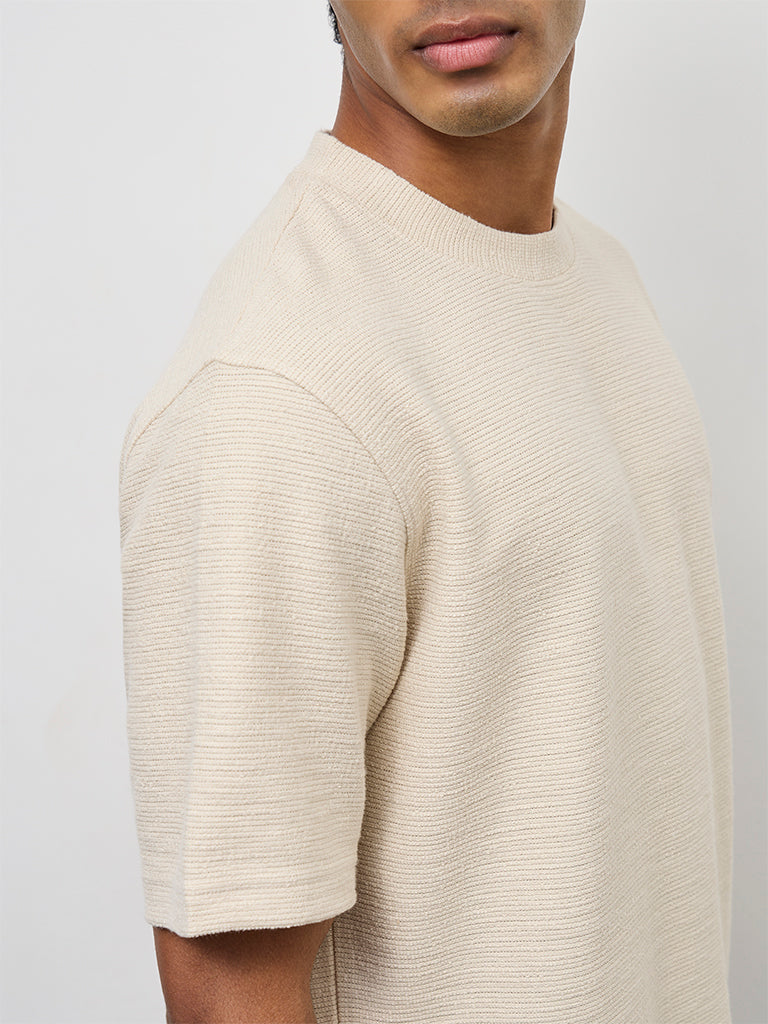ETA Cream Textured Relaxed-Fit Cotton-Blend T-Shirt