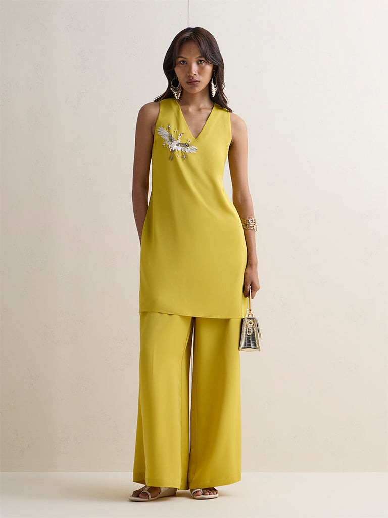 Vark Lime Embellished Cotton Co-ord Set