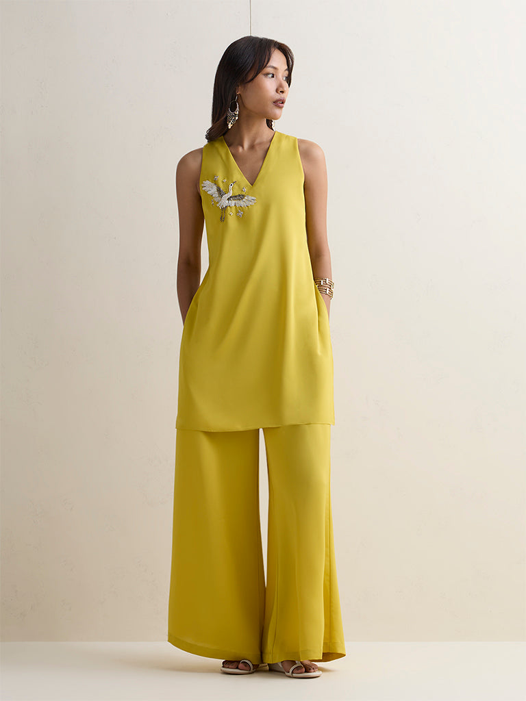Vark Lime Embellished Cotton Co-ord Set