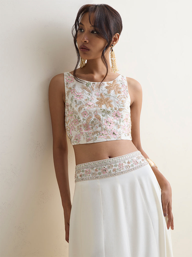 Vark Ivory Embellished Blouse