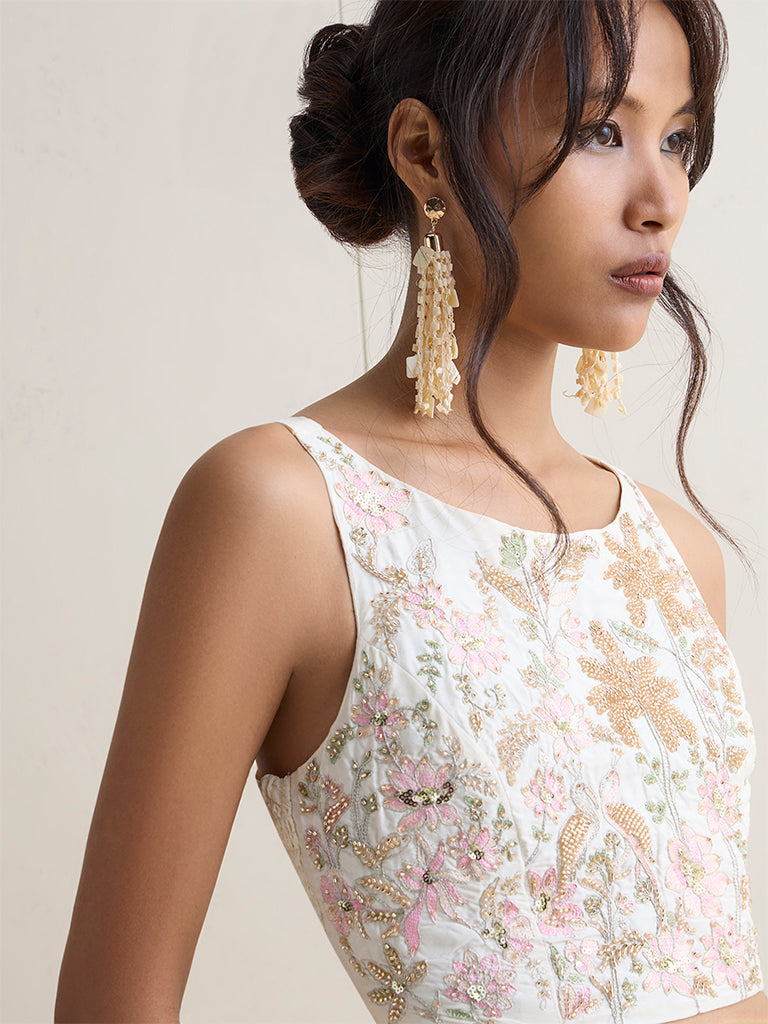 Vark Ivory Embellished Blouse