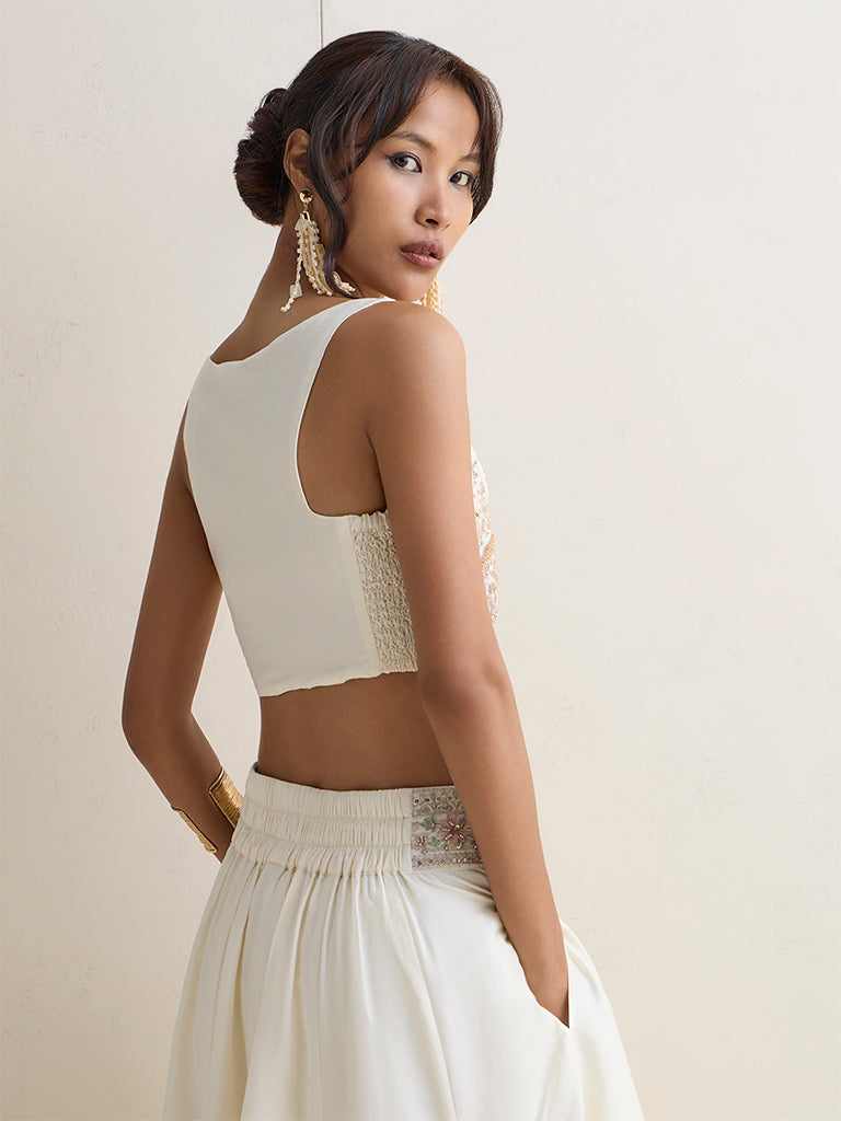 Vark Ivory Embellished Blouse