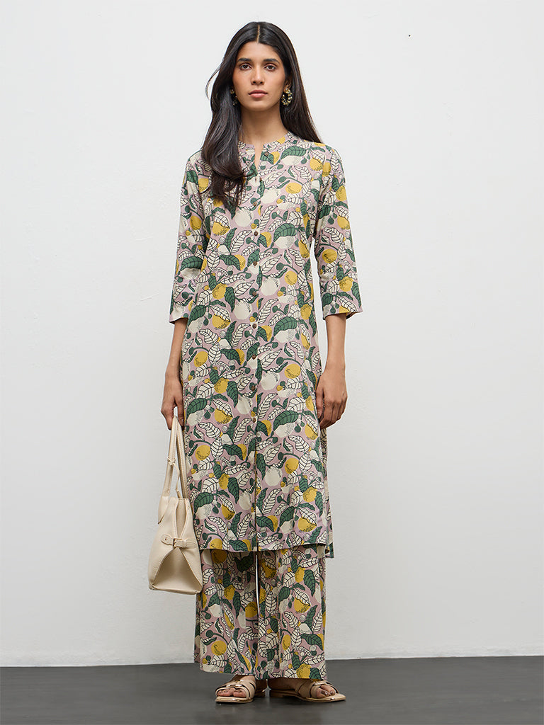 Utsa Multicolor Botanical Pattern A-Line Kurta