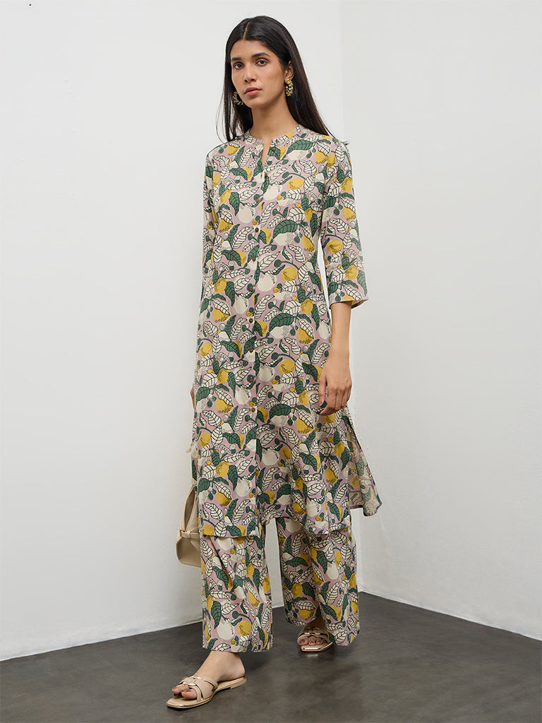 Utsa Multicolor Botanical Pattern A-Line Kurta