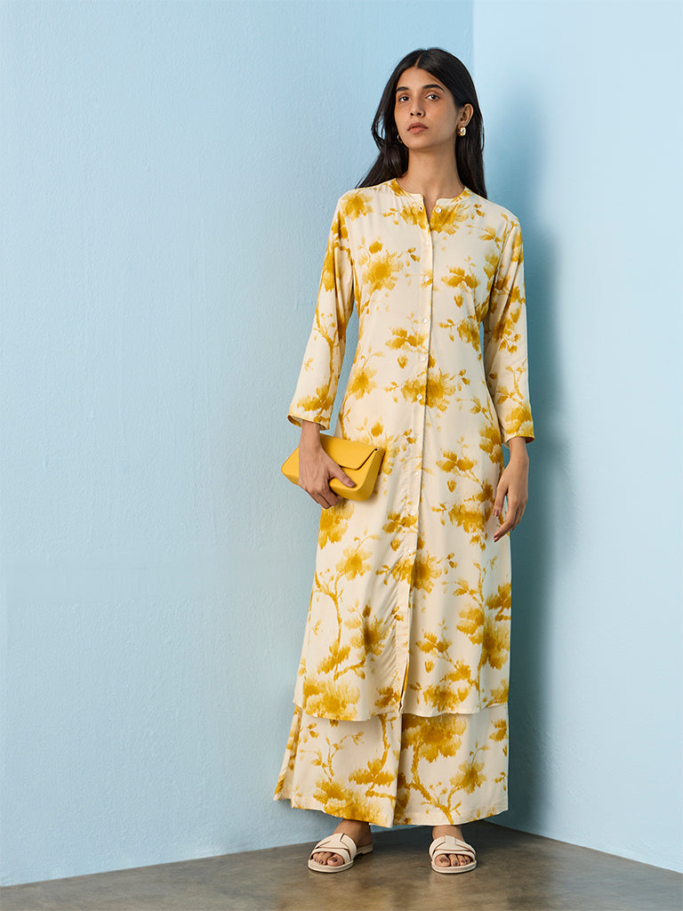 Utsa Mustard Tie-Dye Printed Pants