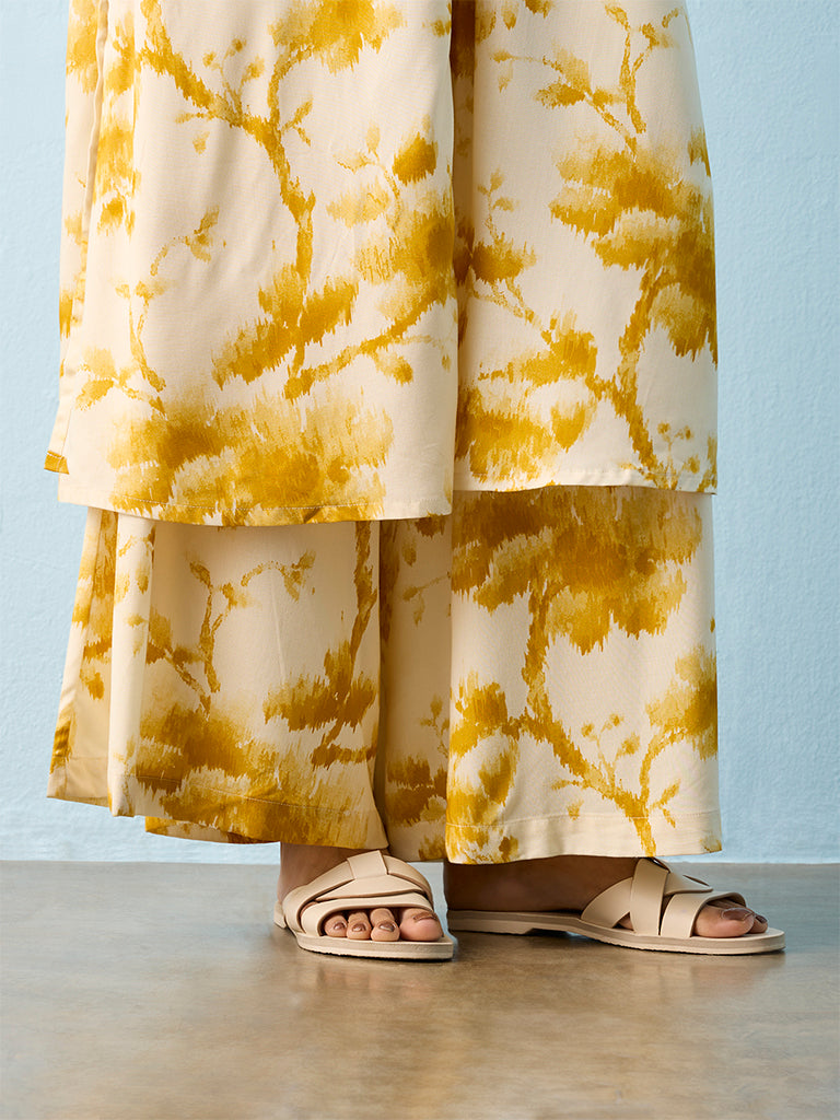 Utsa Mustard Tie-Dye Printed Pants