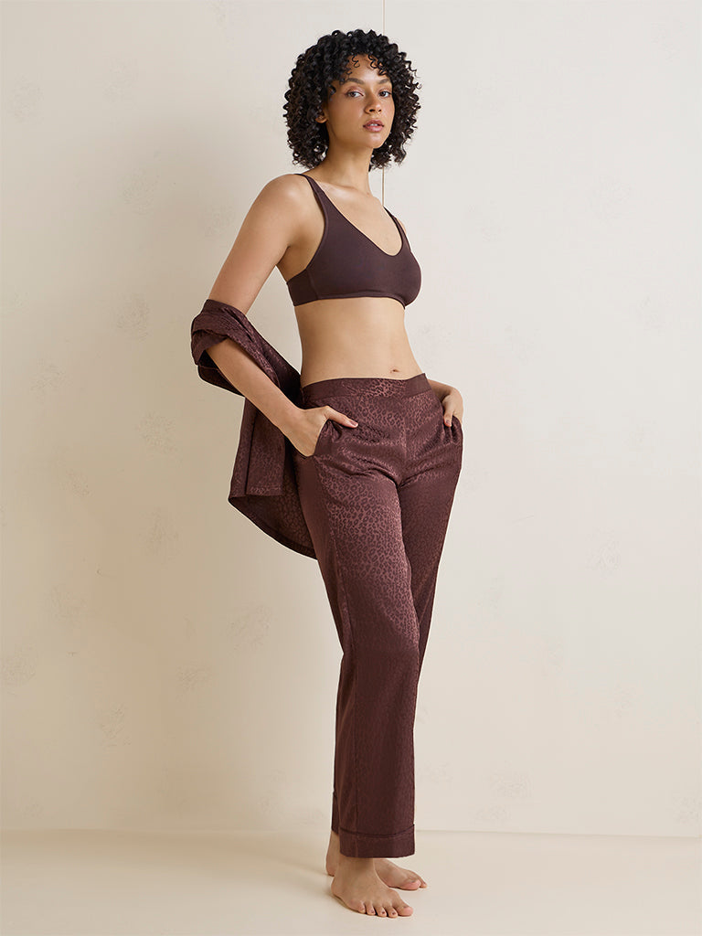 Wunderlove Dark Brown Cotton-Blend Padded Bra
