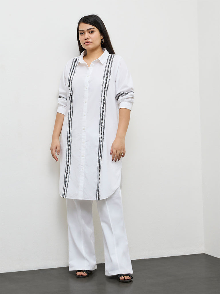 Gia White Embroidered Cotton Tunic