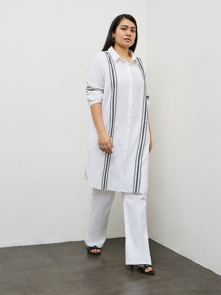 Gia White Embroidered Cotton Tunic