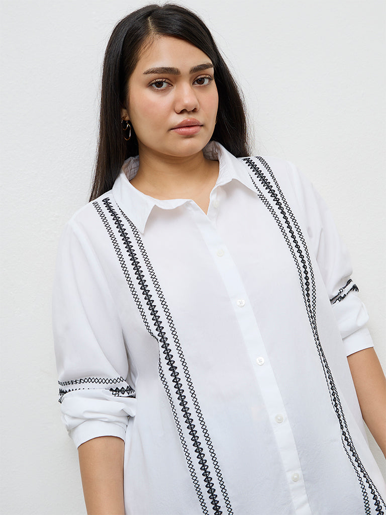 Gia White Embroidered Cotton Tunic