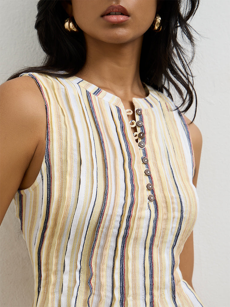 LOV Light Yellow Striped Top