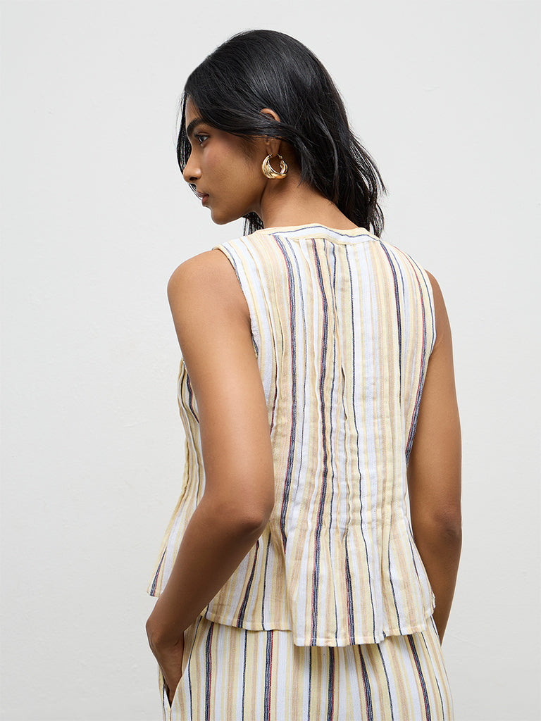 LOV Light Yellow Striped Top