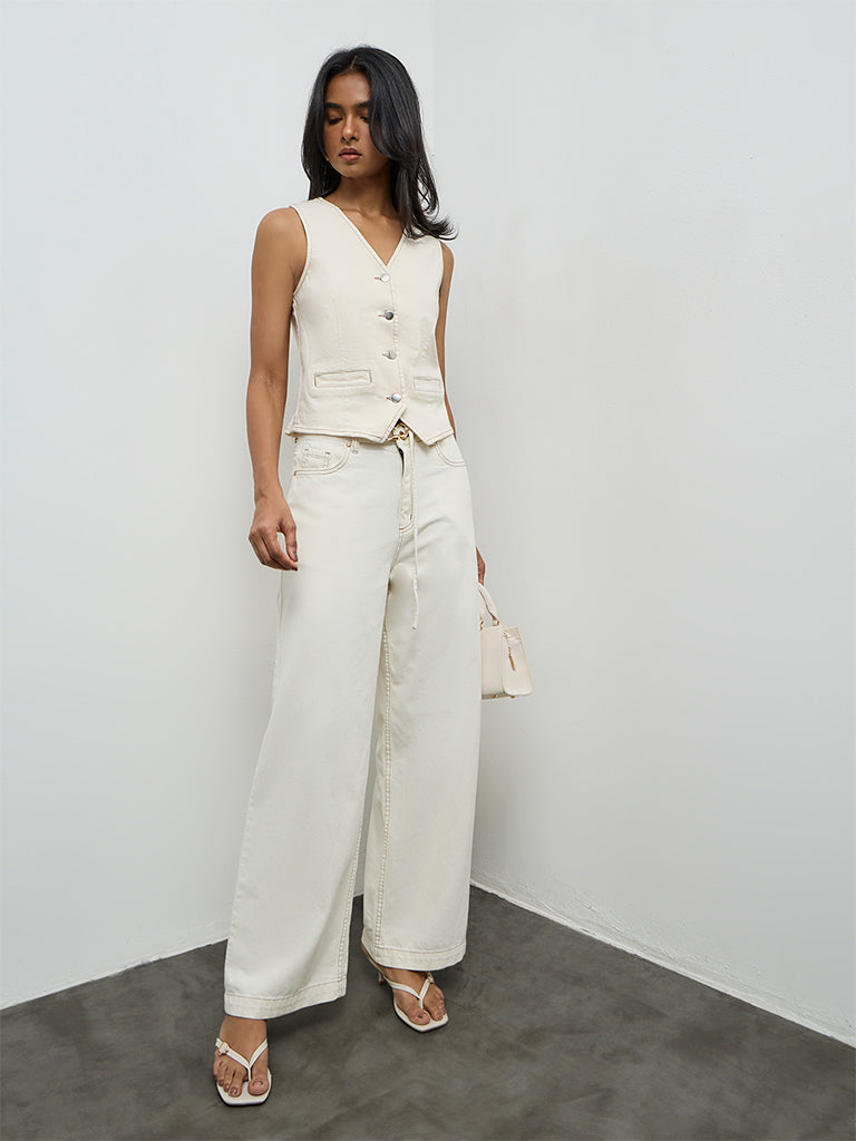 LOV Off-White Denim Waistcoat