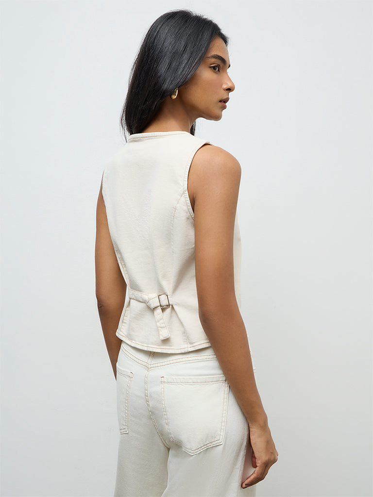 LOV Off-White Denim Waistcoat