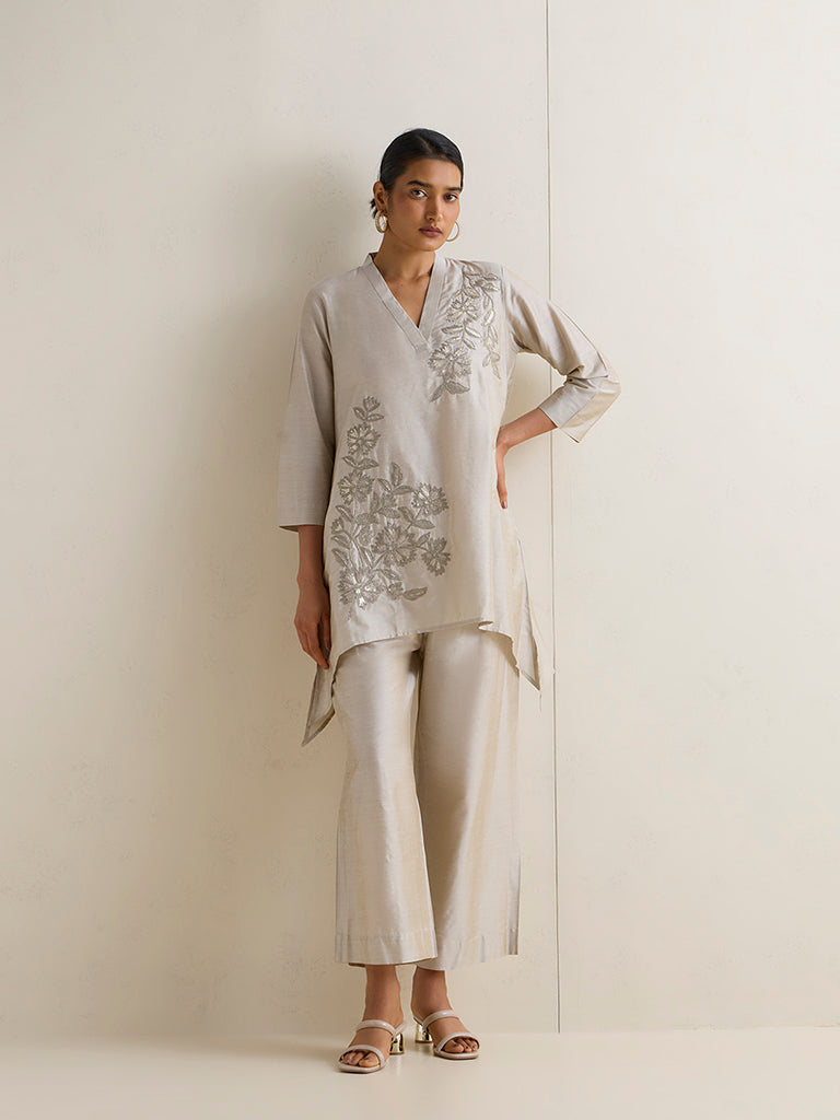 Vark Grey Embellished Co-ord Set