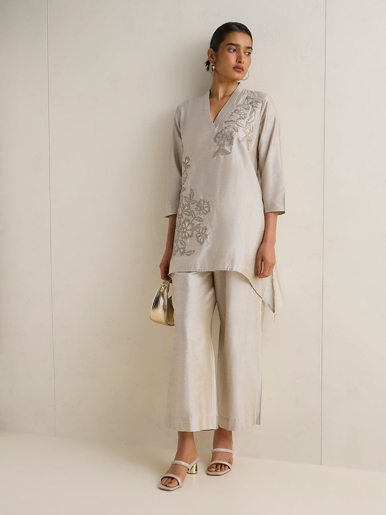 Vark Grey Embellished Co-ord Set
