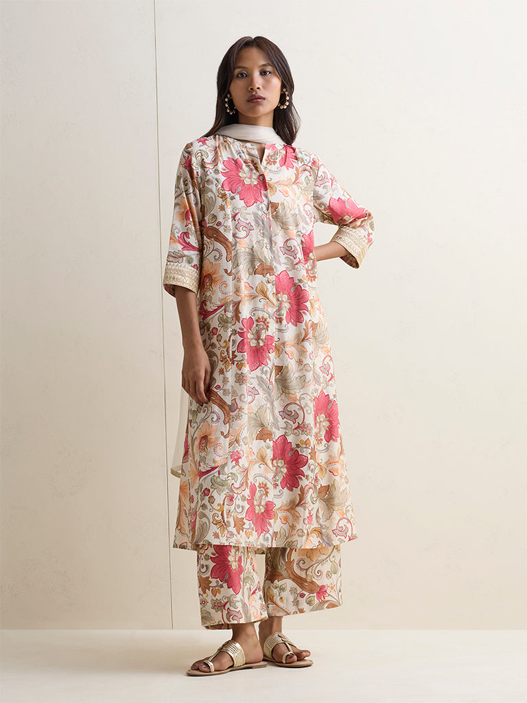 Vark Multicolor Botanical Pattern A-Line Ethnic Set