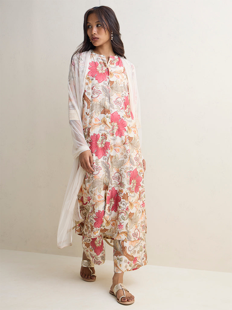 Vark Multicolor Botanical Pattern A-Line Ethnic Set