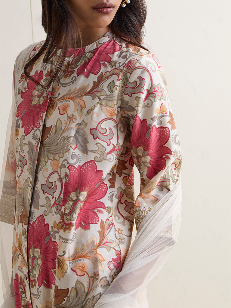 Vark Multicolor Botanical Pattern A-Line Ethnic Set