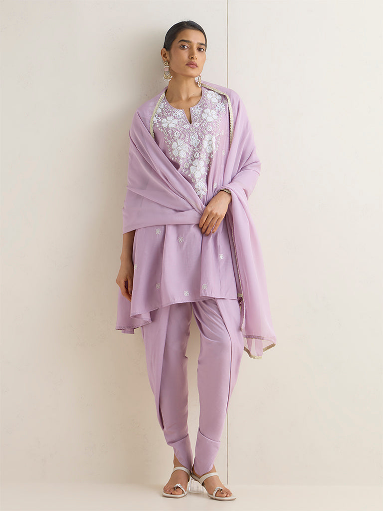 Vark Lilac Beadwork A-Line Ethnic Set