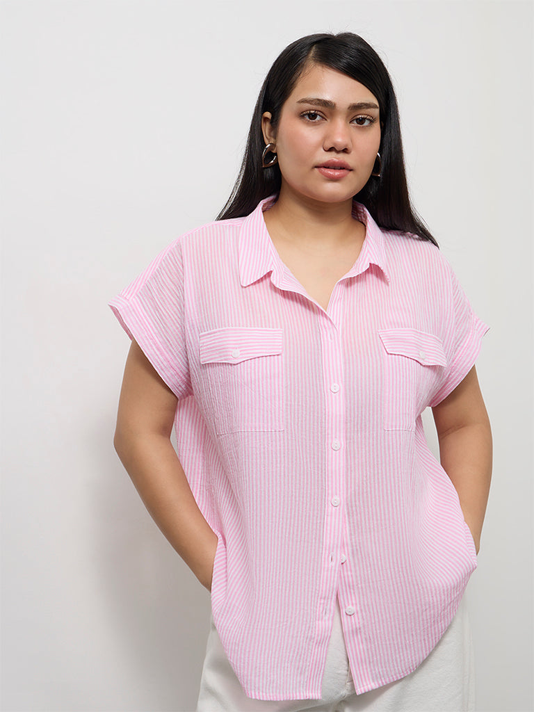 Gia Pink Striped Cotton Shirt