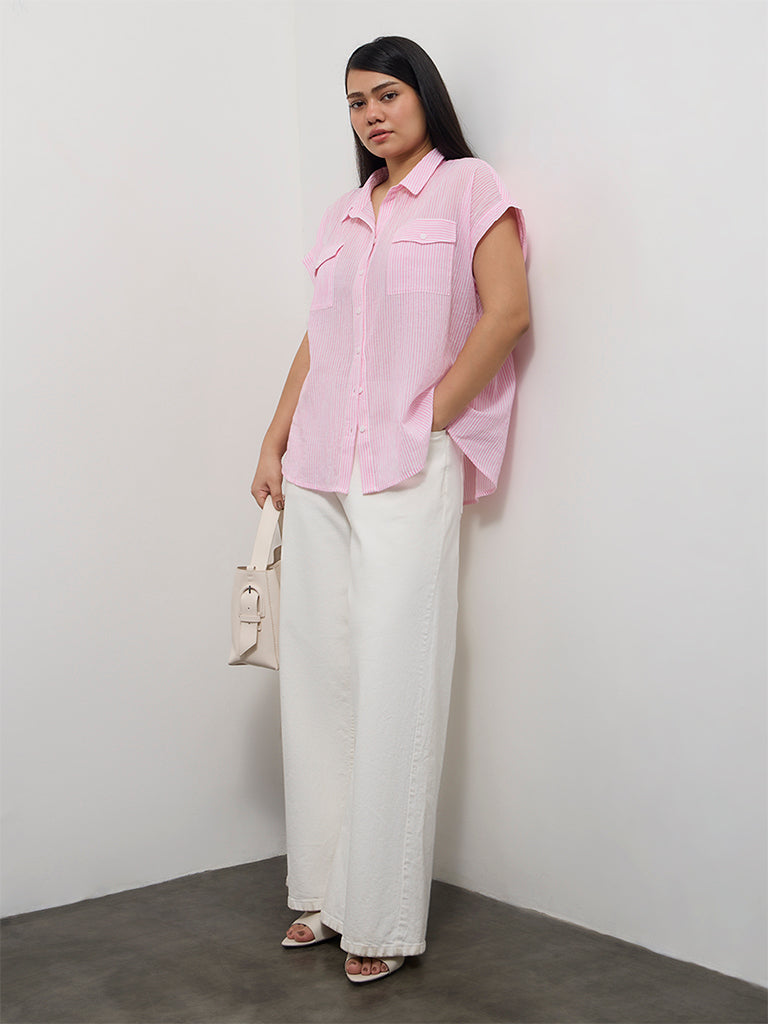 Gia Pink Striped Cotton Shirt