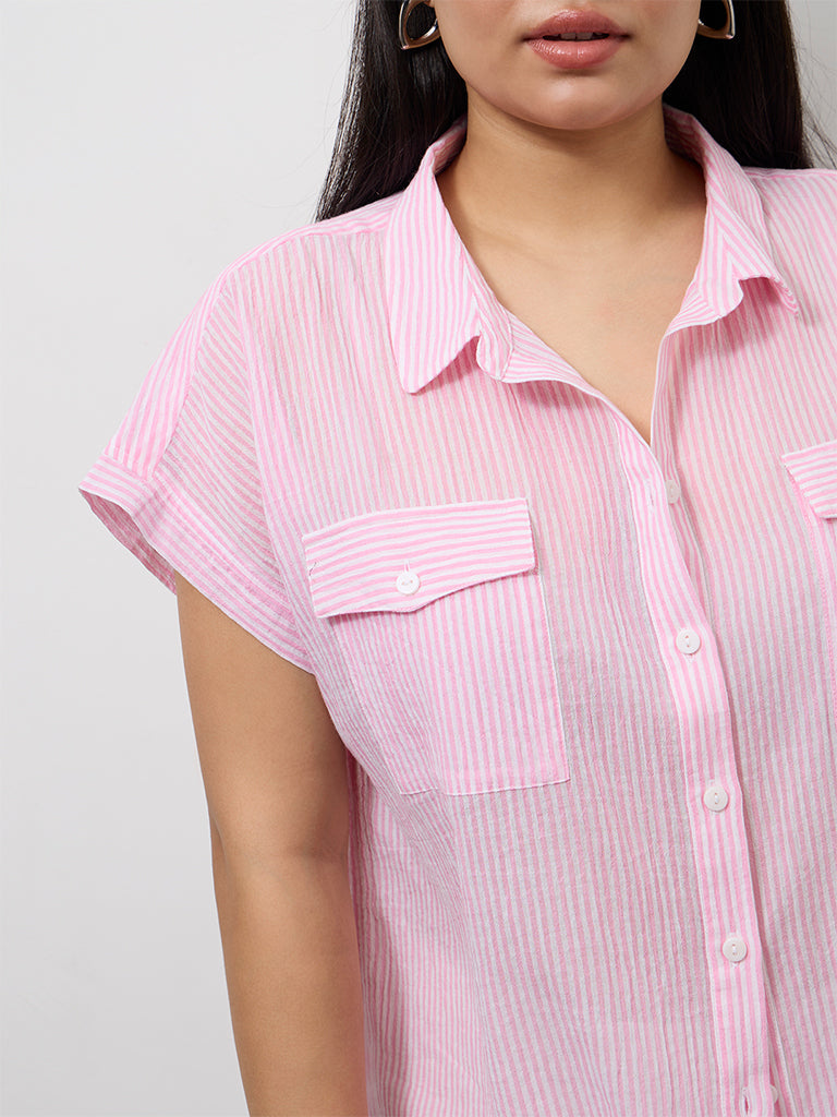 Gia Pink Striped Cotton Shirt