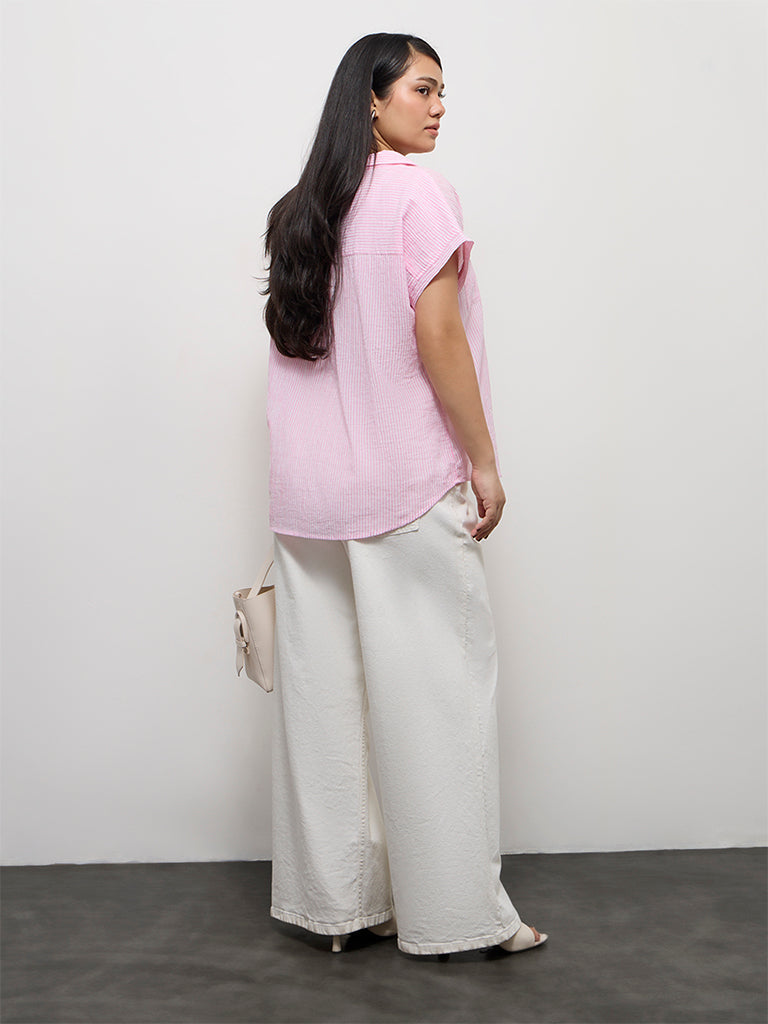 Gia Pink Striped Cotton Shirt