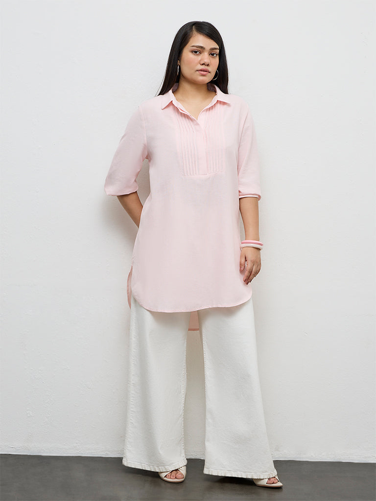 Gia Light Pink Pintuck Detailed Tunic