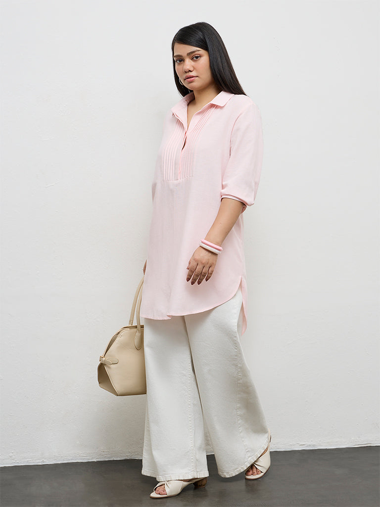 Gia Light Pink Pintuck Detailed Tunic