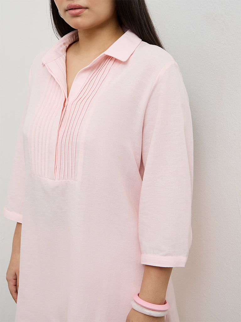 Gia Light Pink Pintuck Detailed Tunic