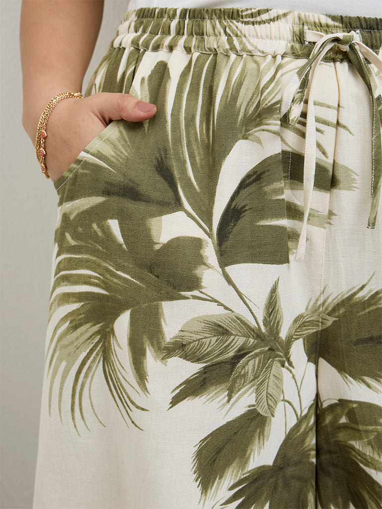 Gia Olive Tropical-Inspired High-Rise Shorts