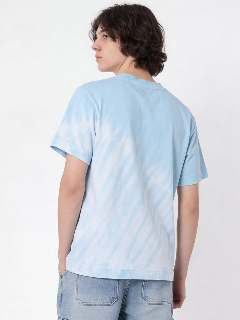 Boys Blue Tie-Dye Printed Cotton T-Shirt