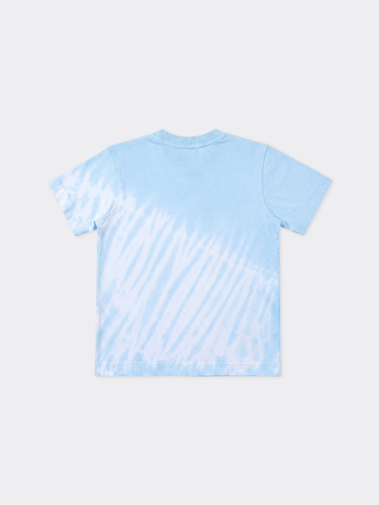 Boys Blue Tie-Dye Printed Cotton T-Shirt