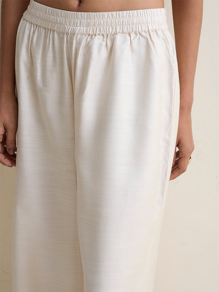Zuba Light Beige Solid Pants