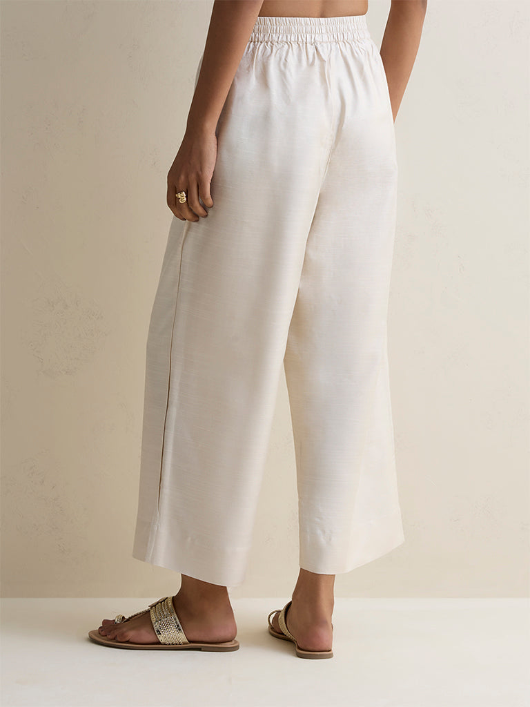 Zuba Light Beige Solid Pants
