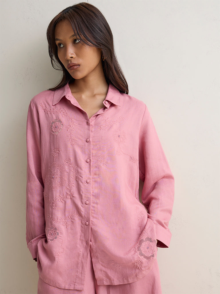 Zuba Pink Embroidered Tunic