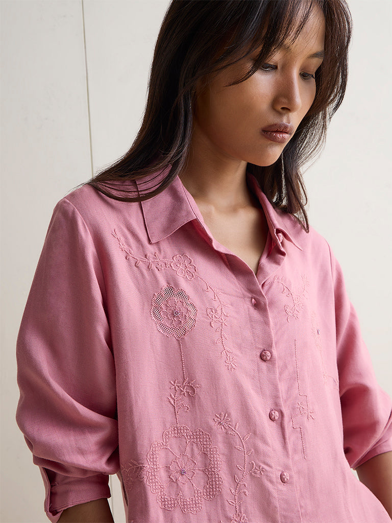 Zuba Pink Embroidered Tunic
