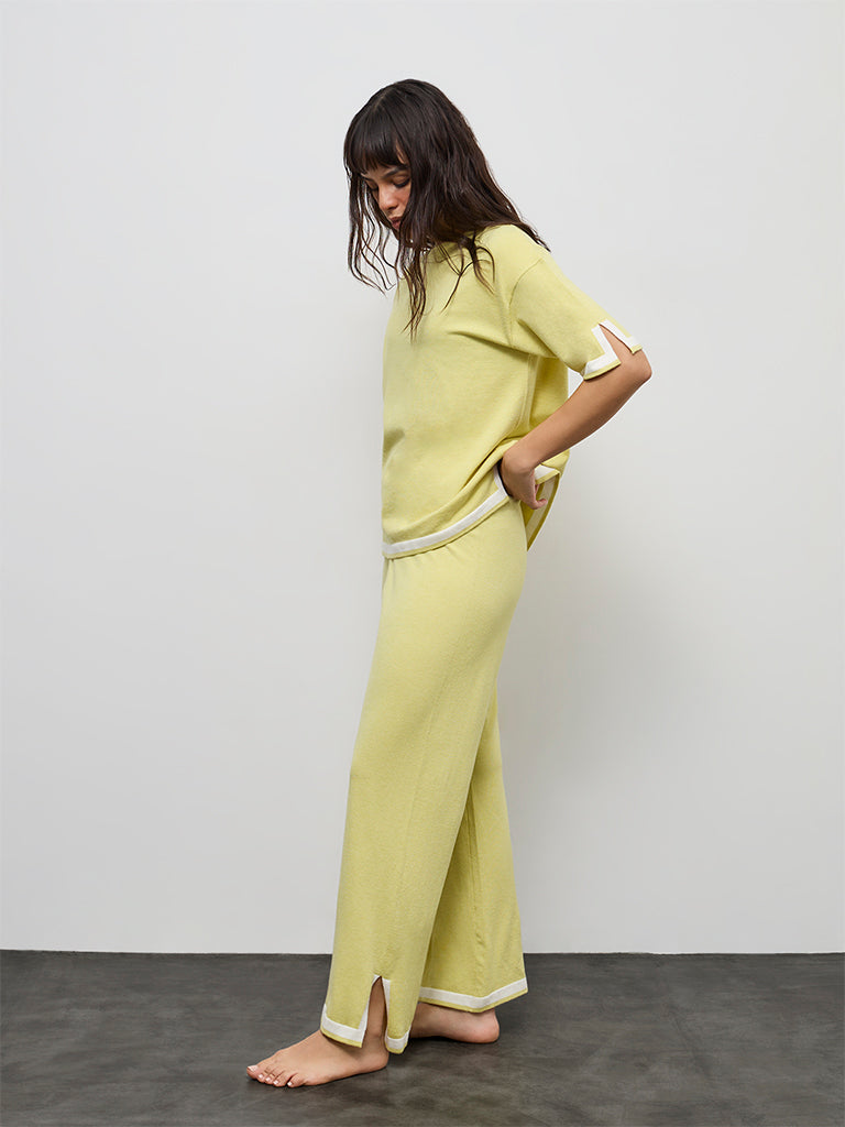 Wunderlove Lime Contrast-Detail High-Rise Pants