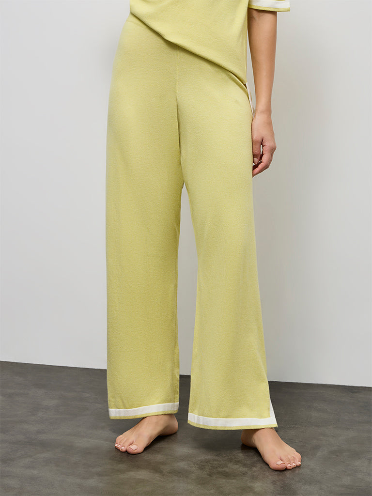 Wunderlove Lime Contrast-Detail High-Rise Pants