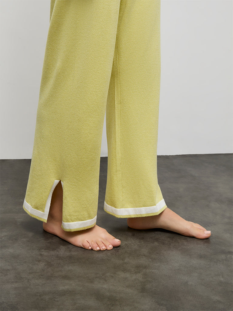 Wunderlove Lime Contrast-Detail High-Rise Pants
